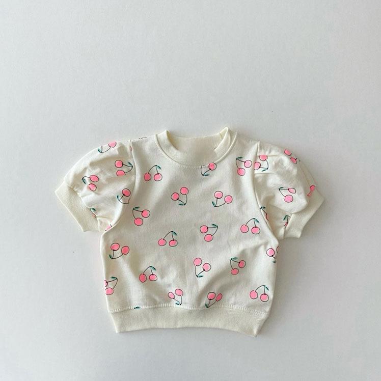 Girls Pink Cherry Top and Skirt Two-Piece Set