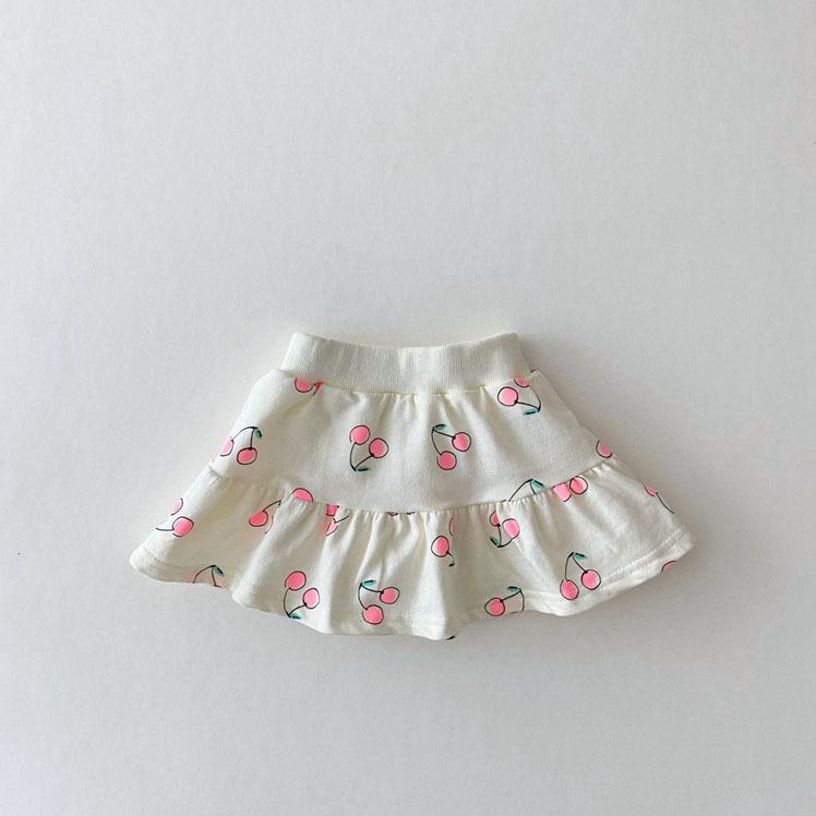 Girls Pink Cherry Top and Skirt Two-Piece Set