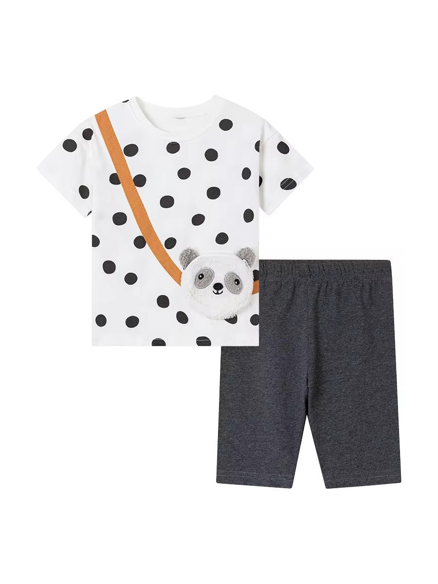 Polka Dot Baby Panda Top and Shorts Set