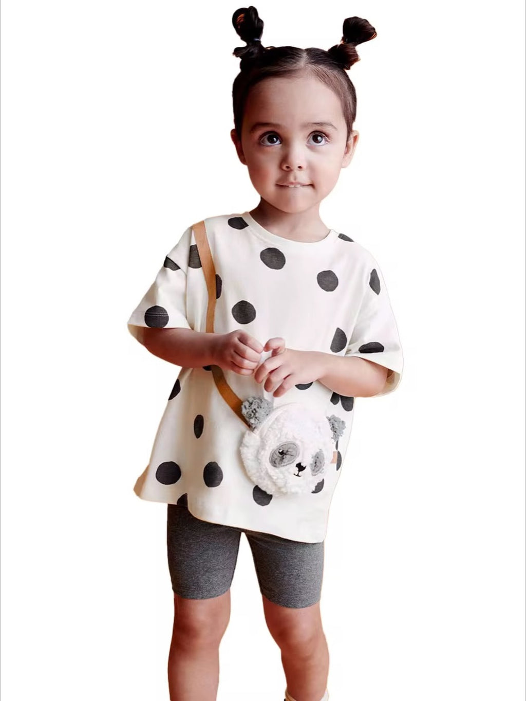 Polka Dot Baby Panda Top and Shorts Set