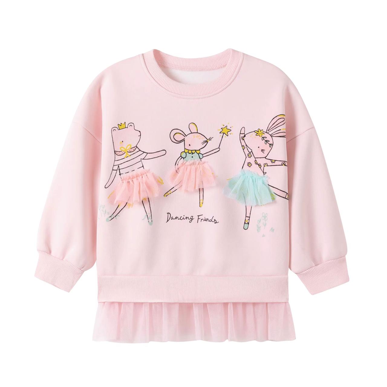 Pink Ballerina Friends Fleece Top and Mint Ribbed Leggings Set 2 Piece