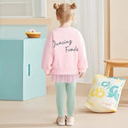 Pink Ballerina Friends Fleece Top and Mint Ribbed Leggings Set 2 Piece