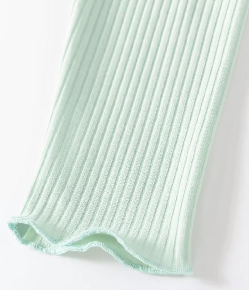 Pink Ballerina Friends Fleece Top and Mint Ribbed Leggings Set 2 Piece