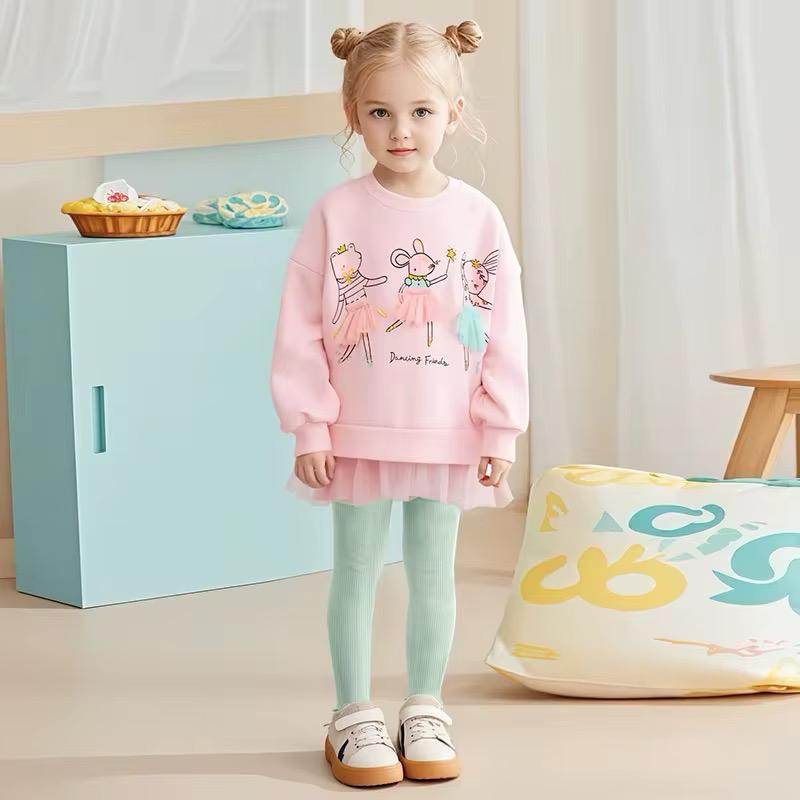 Pink Ballerina Friends Fleece Top and Mint Ribbed Leggings Set 2 Piece