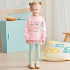 Pink Ballerina Friends Fleece Top and Mint Ribbed Leggings Set 2 Piece